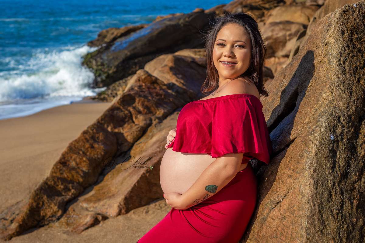 Ensaio Gestante - Caraguatatuba - Mamãe Briene - Praia da Lagoa Azul - On Click Fotografia