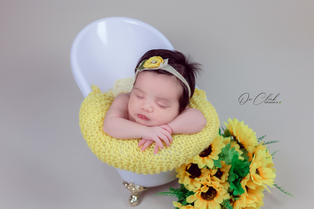 Newborn da Hellena - Pose na banheira - Home Estúdio On Click Fotografia - Newborn Caraguatatuba