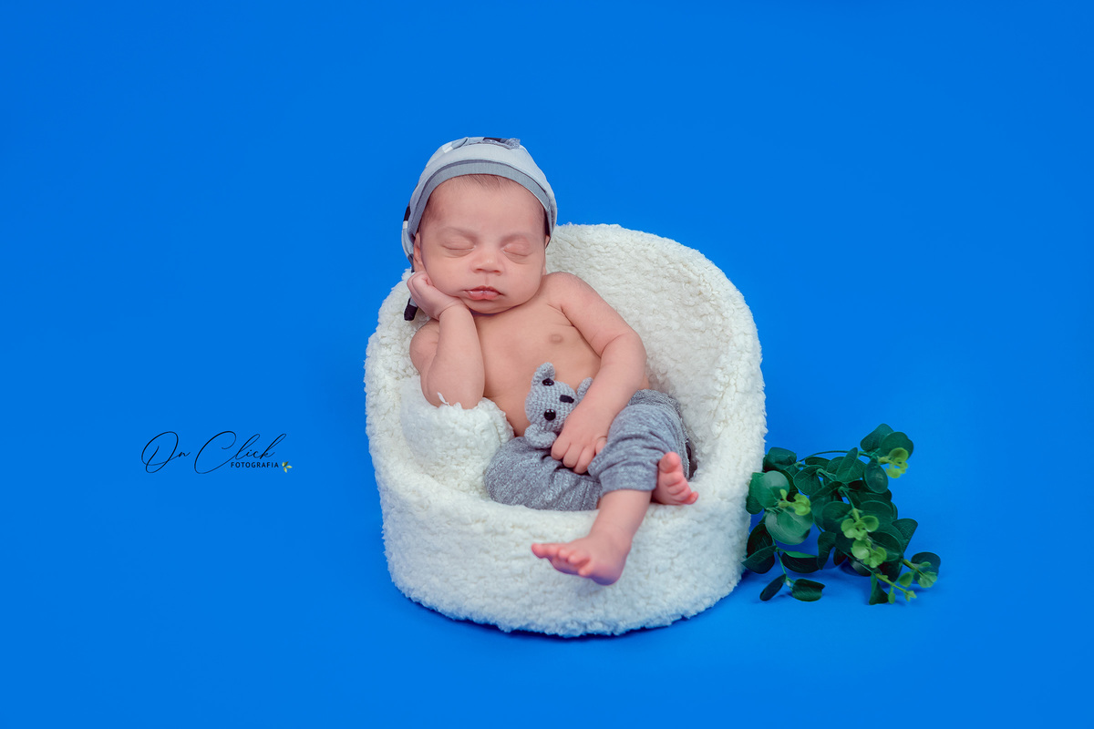 Newborn do Pedro Henrique - Pose da poltrona - Home Estúdio On Click Fotografia - Newborn Caraguatatuba