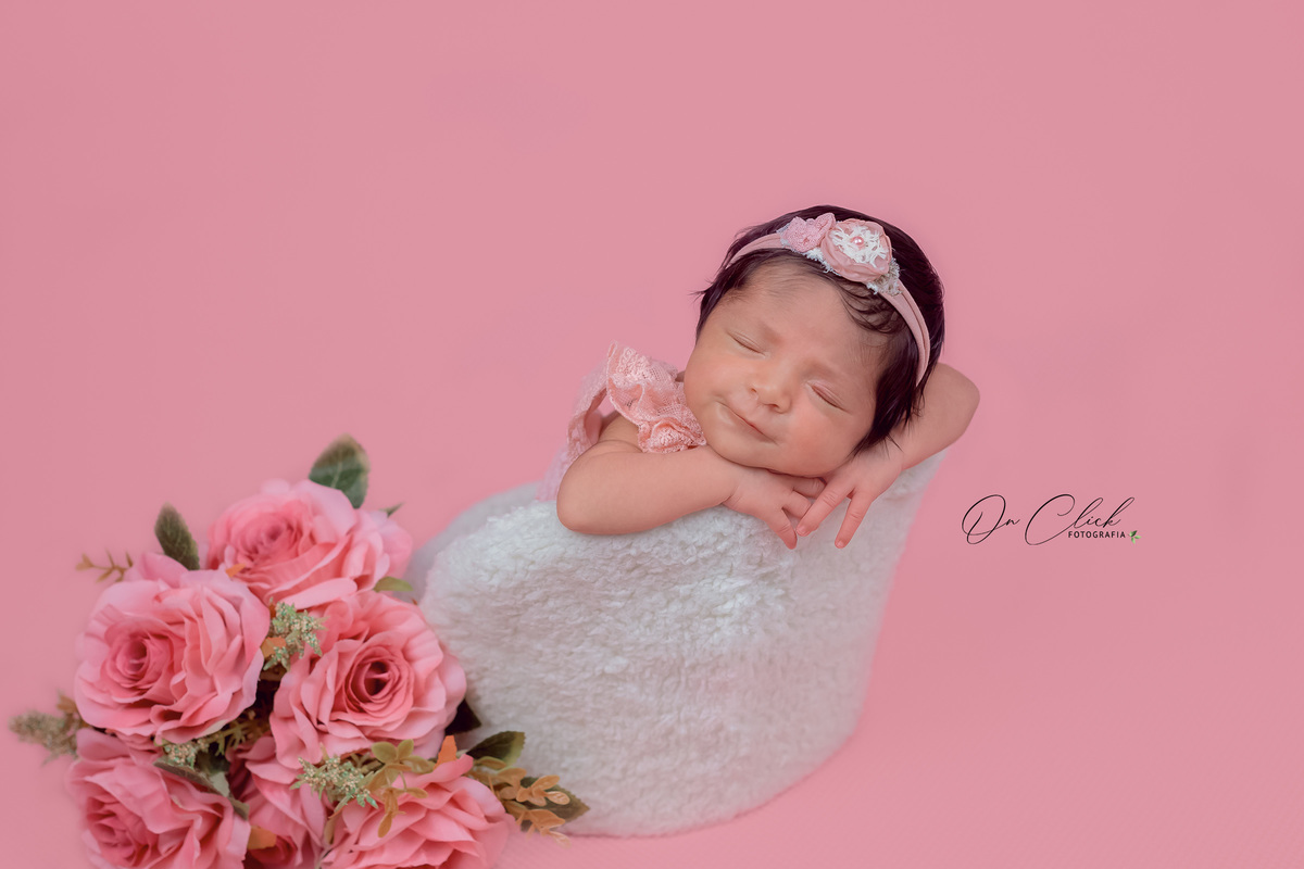 Newborn da Anelise - Pose da poltrona - Home Estúdio On Click Fotografia - Newborn Ubatuba