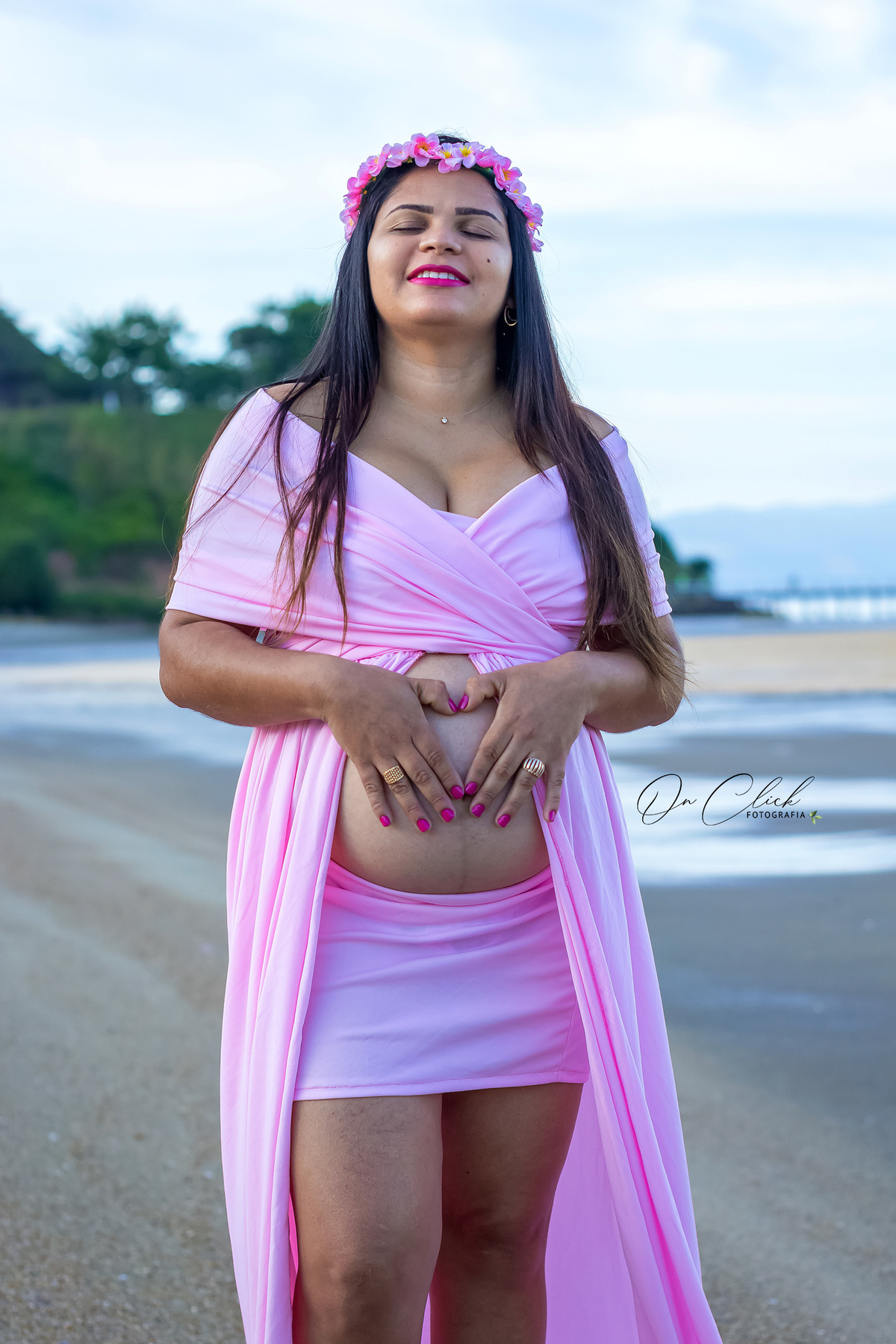 Ensaio Gestante - Caraguá - Gestante Ana Cássia - Praia do Camaroeiro / Caraguatatuba/SP - On Click Fotografia