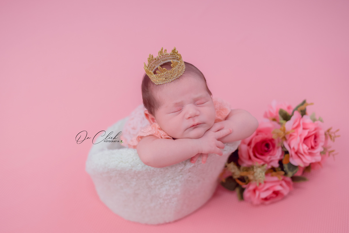 Newborn da Melissa - Pose poltrona - Home Estúdio On Click Fotografia - Newborn Caraguatatuba