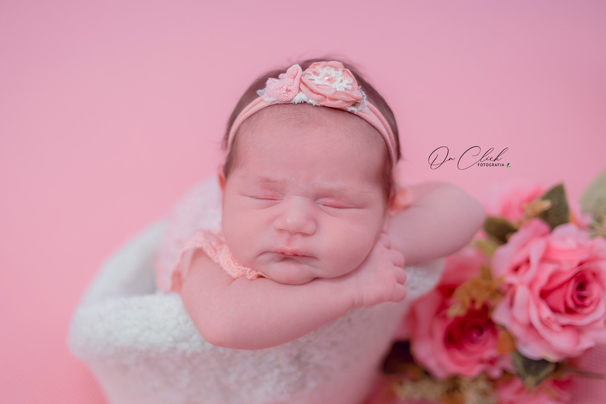 Newborn da Melissa - Pose poltrona - Home Estúdio On Click Fotografia - Newborn Caraguatatuba