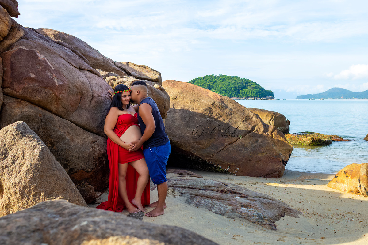 Ensaio Gestante Caraguatatuba - Gestante Juliana - Praia da Mococa / Caraguatatuba/SP - On Click Fotografia