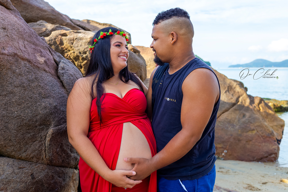 Ensaio Gestante Caraguatatuba - Gestante Juliana - Praia da Mococa / Caraguatatuba/SP - On Click Fotografia