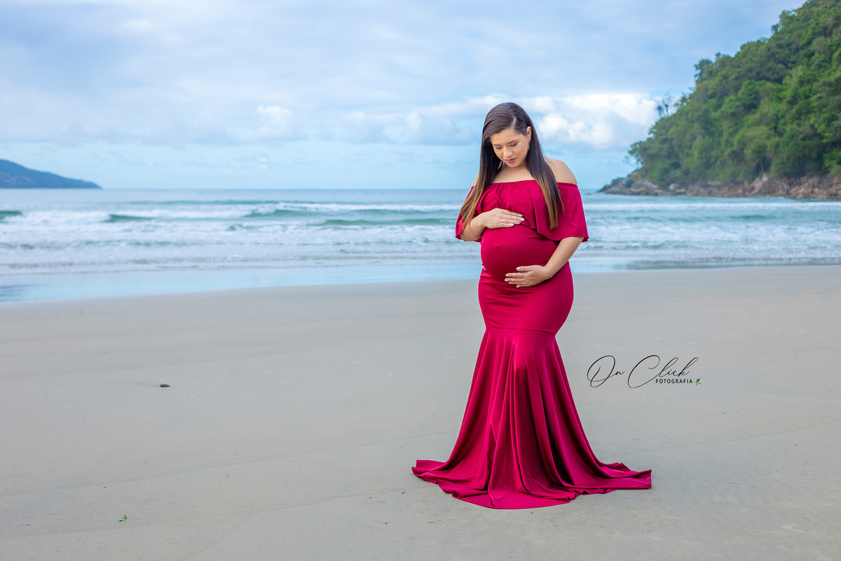 Ensaio Gestante - São Sebastião - Gestante Kelviane - Praia do Guaecá / São Sebastião - On Click Fotografia