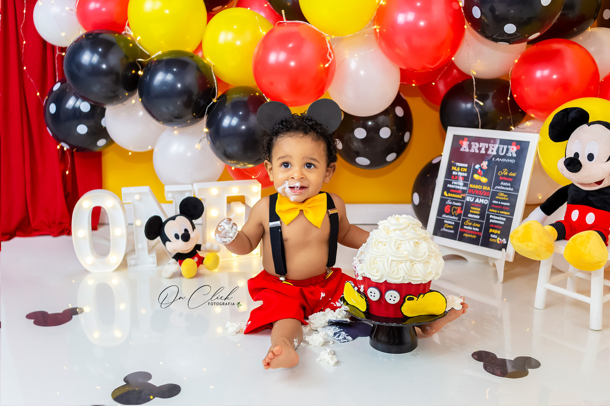 Smash the Cake Mickey - Smash the Cake do Arthur - Caraguatatuba/SP - On Click Fotografia