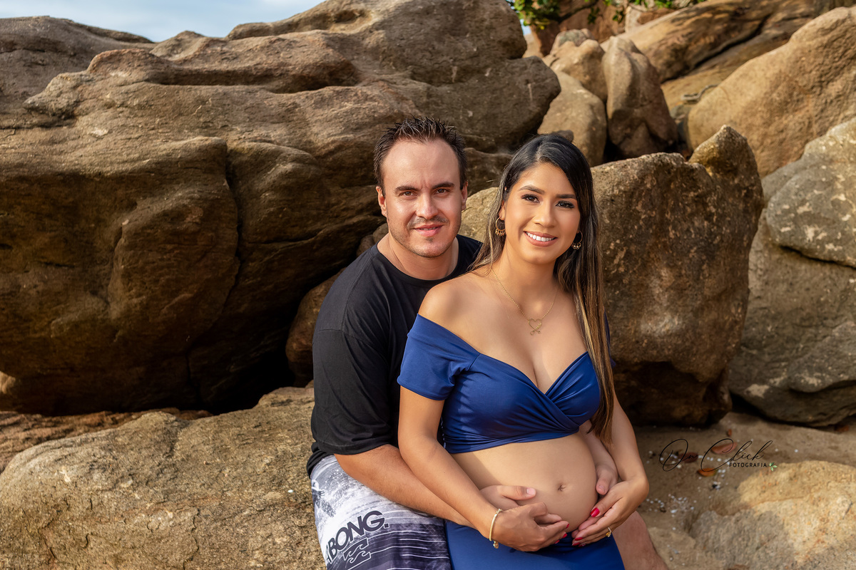 Ensaio Gestante na Praia - Ensaio Gestante Caraguatatuba - Gestante Kelly - Praia da Lagoa Azul / Caraguatatuba - On Click Fotografia