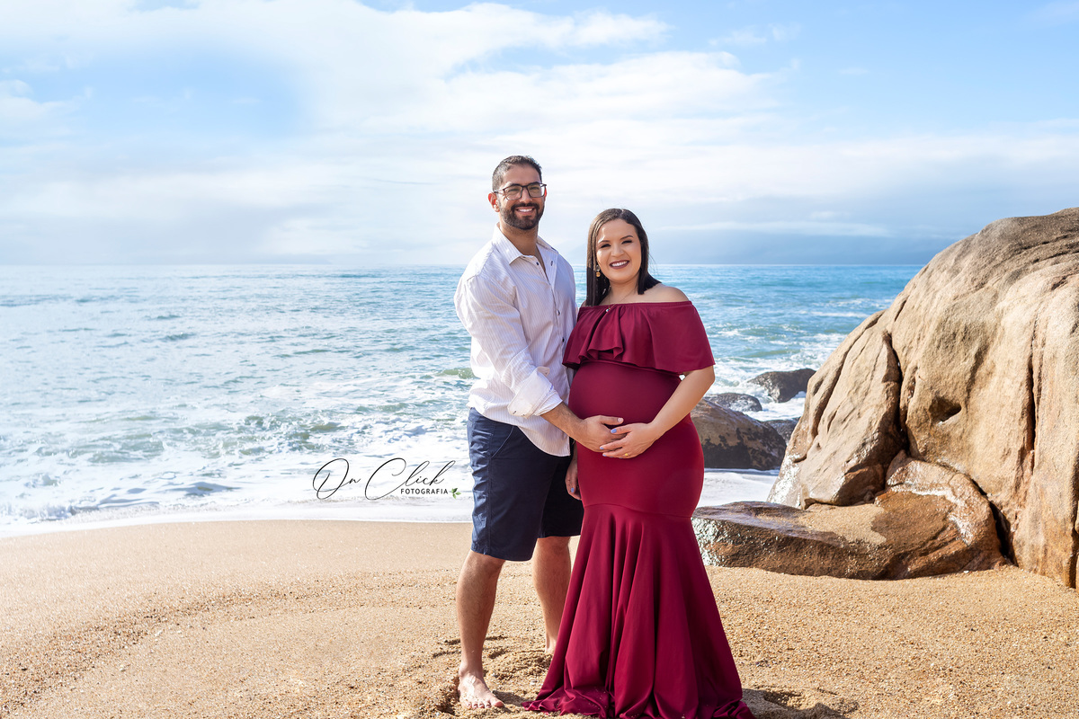 Ensaio Gestante na praia - Gestante Jaciele - Praia da Lagoa Azul / Caraguatatuba - On Click Fotografia