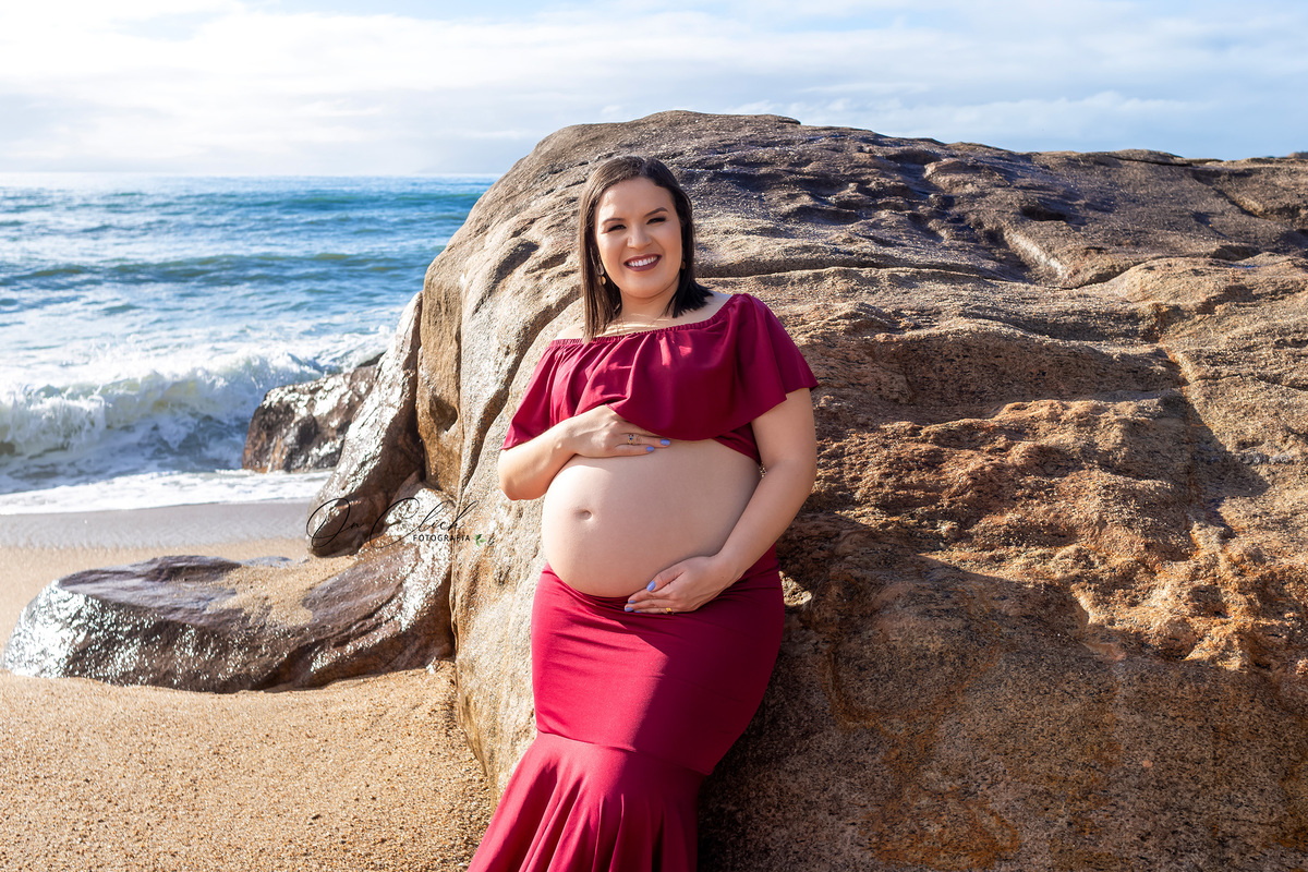 Ensaio Gestante na praia - Gestante Jaciele - Praia da Lagoa Azul / Caraguatatuba - On Click Fotografia