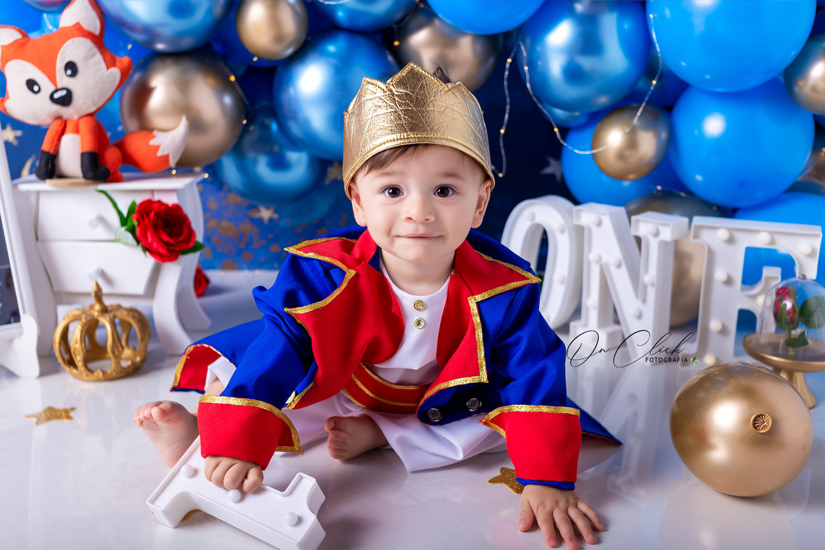 Smash the Cake O Pequeno Príncipe - Smash the Cake do Benício - Vestido de Príncipe - On Click Fotografia