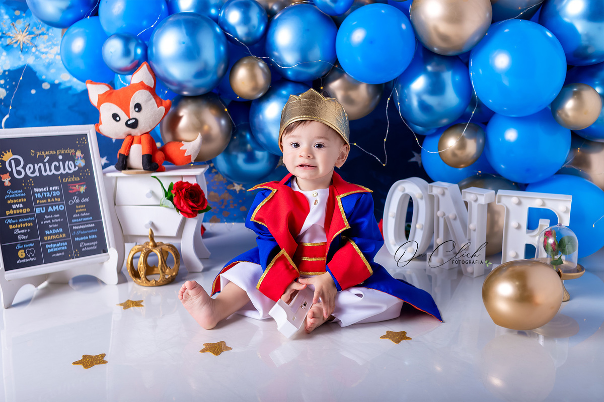 Smash the Cake O Pequeno Príncipe - Smash the Cake do Benício - Vestido de Príncipe - On Click Fotografia