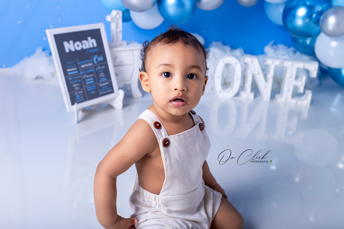 Smash the Cake Menino Azul - Smash the Cake Azul - Smash the cake do Noah - On Click Fotografia