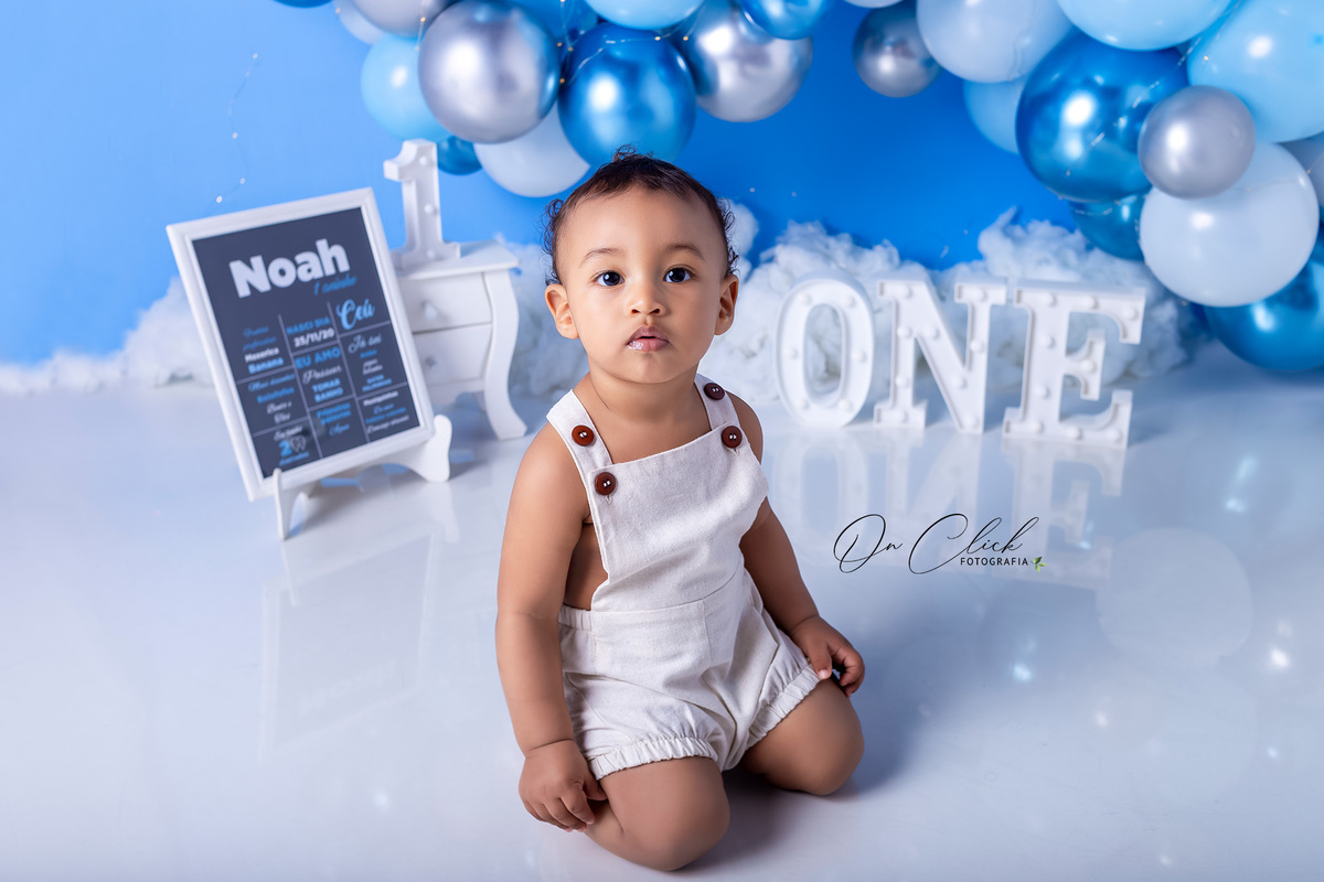 Smash the Cake Menino Azul - Smash the Cake Azul - Smash the cake do Noah - On Click Fotografia