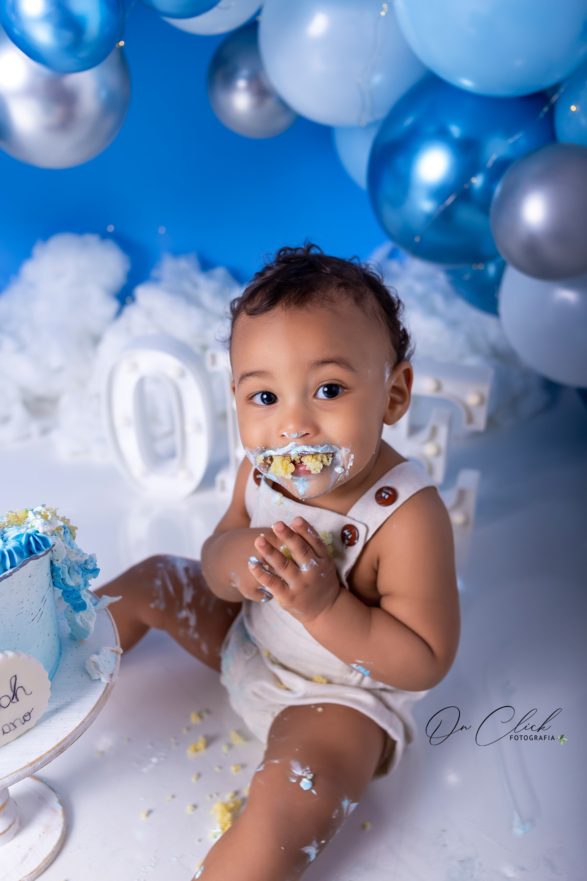 Smash the Cake Menino Azul - Smash the Cake Azul - Smash the cake do Noah - On Click Fotografia