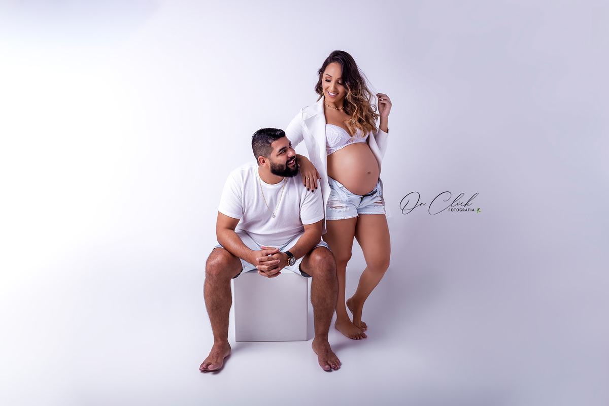 Ensaio Gestante Estúdio- Caraguatatuba - Gestante Daliane - Estúdio On Click Fotografia / Caraguatatuba - On Click Fotografia