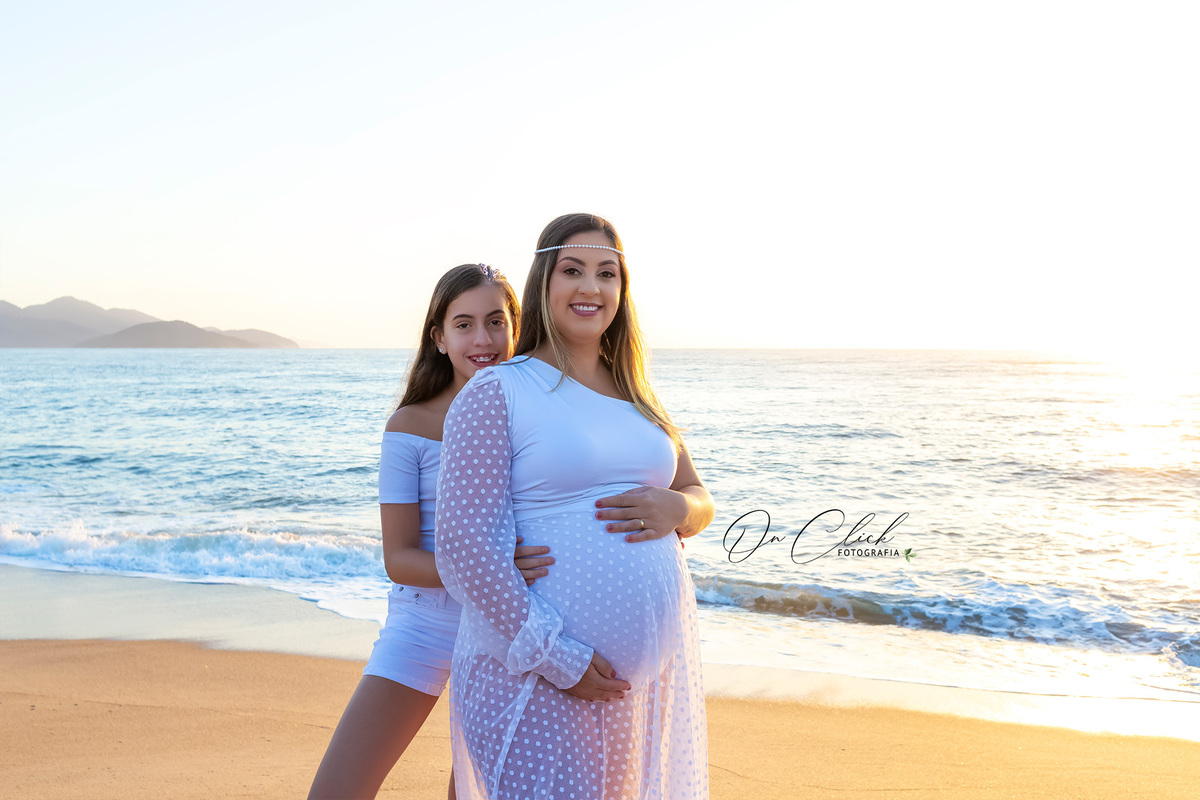 Ensaio Gestante na praia - Gestante Aline - Praia da Lagoa Azul / Caraguatatuba - On Click Fotografia