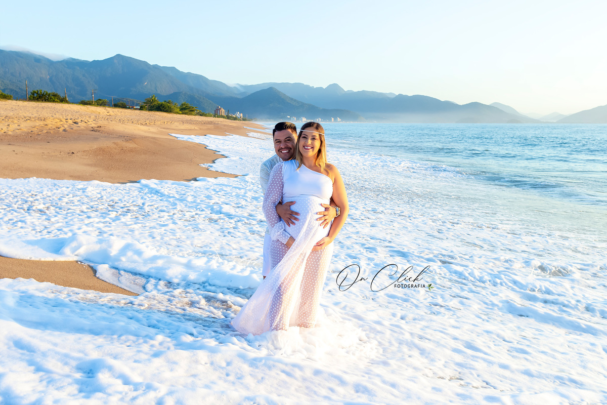 Ensaio Gestante na praia - Gestante Aline - Praia da Lagoa Azul / Caraguatatuba - On Click Fotografia