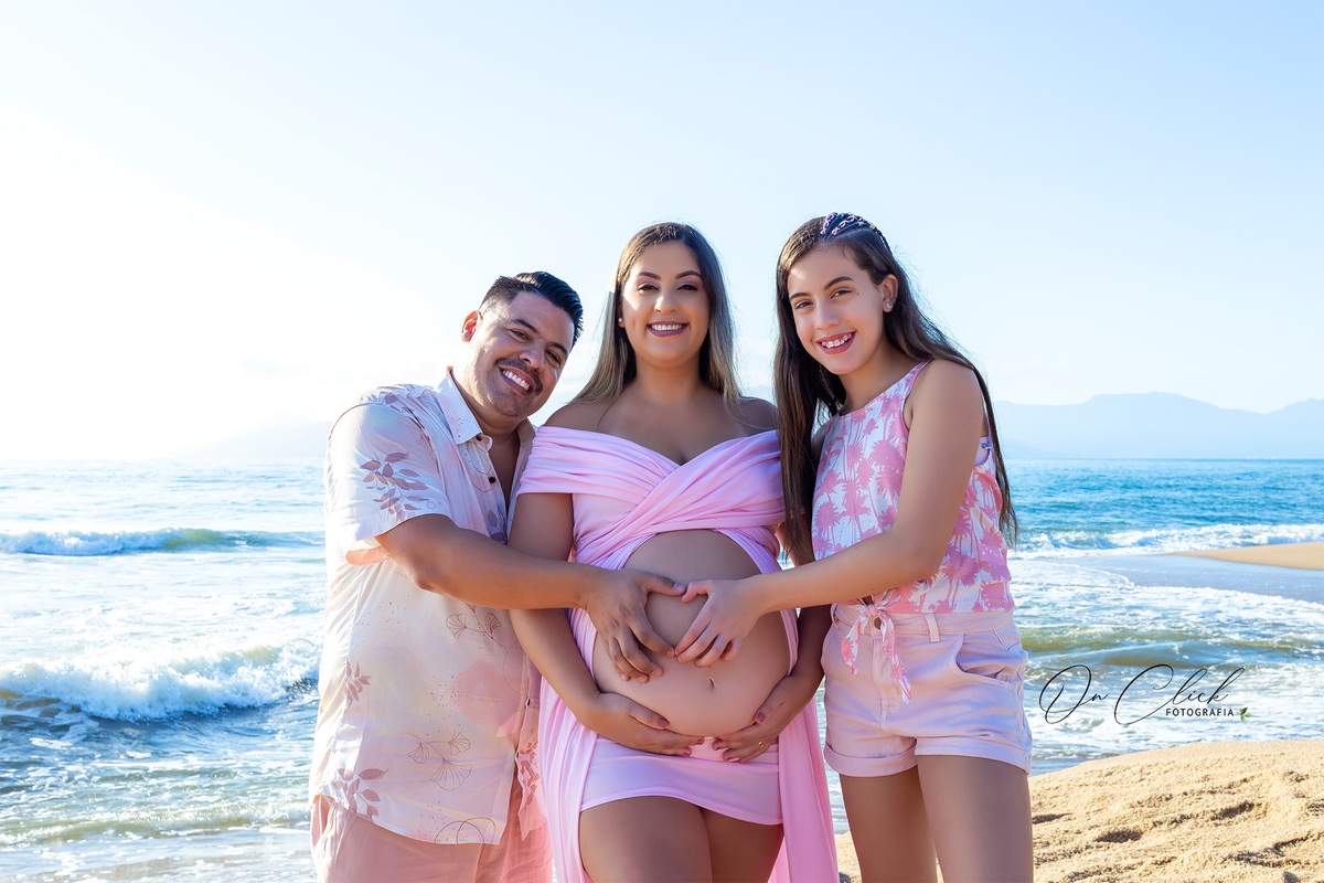 Ensaio Gestante na praia - Gestante Aline - Praia da Lagoa Azul / Caraguatatuba - On Click Fotografia