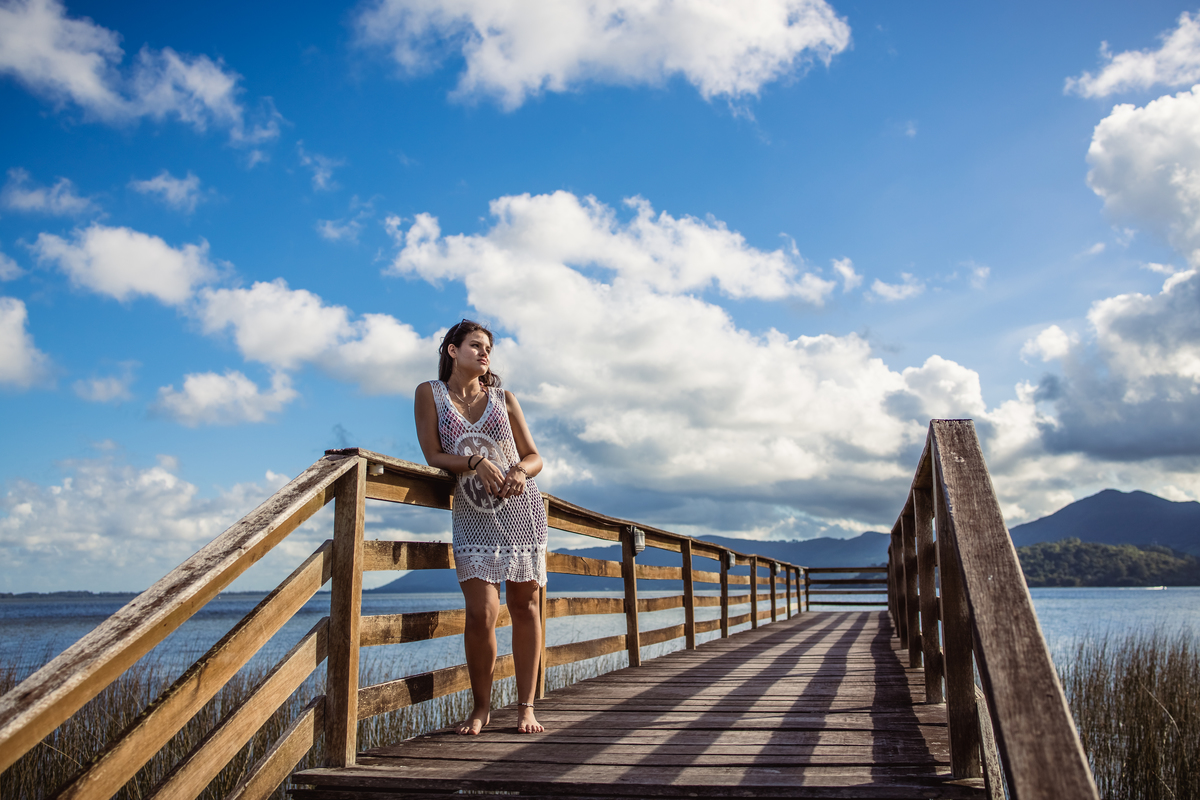Fotografando no pier da lagoa da pinguela