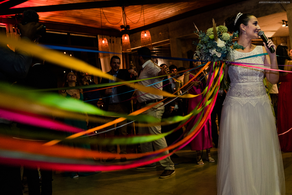Buque de casamento de fita.