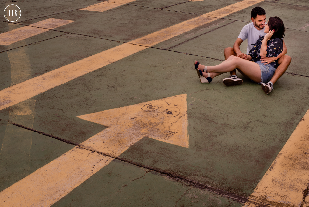 Mirante Dona Marta com o casal no heliponto.