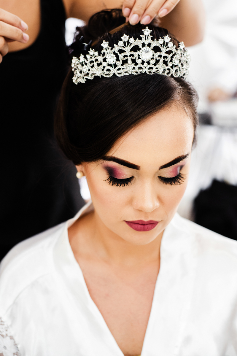 Foto de make no Making of da noiva realizado no município do Rio de Janeiro, RJ.