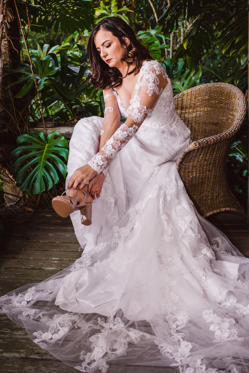 Foto do making of da noiva realizado no município de Teresópolis, RJ.