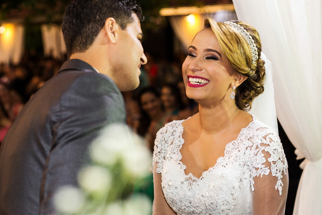 o sorriso de luana e fernando durante a cerimônia na villa maria recepção