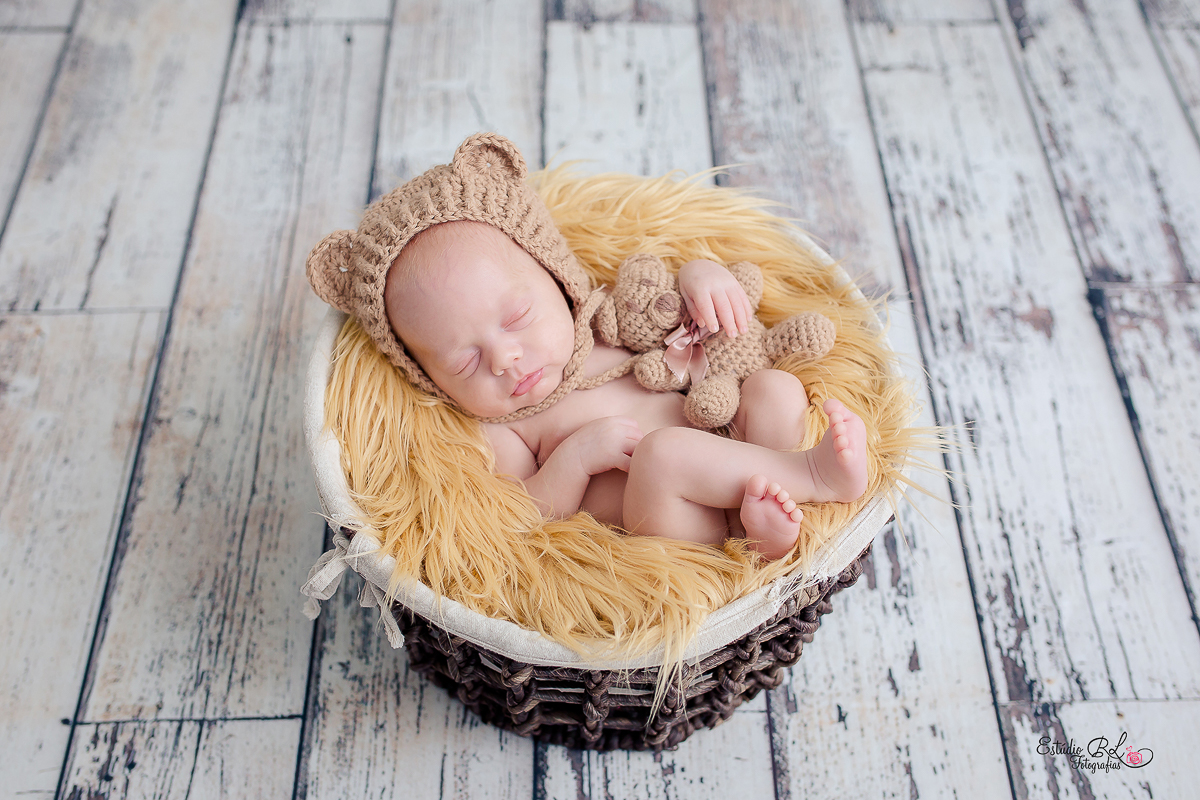 Esse ursinho todas as mamãe adoram ele no ensaio de newborn