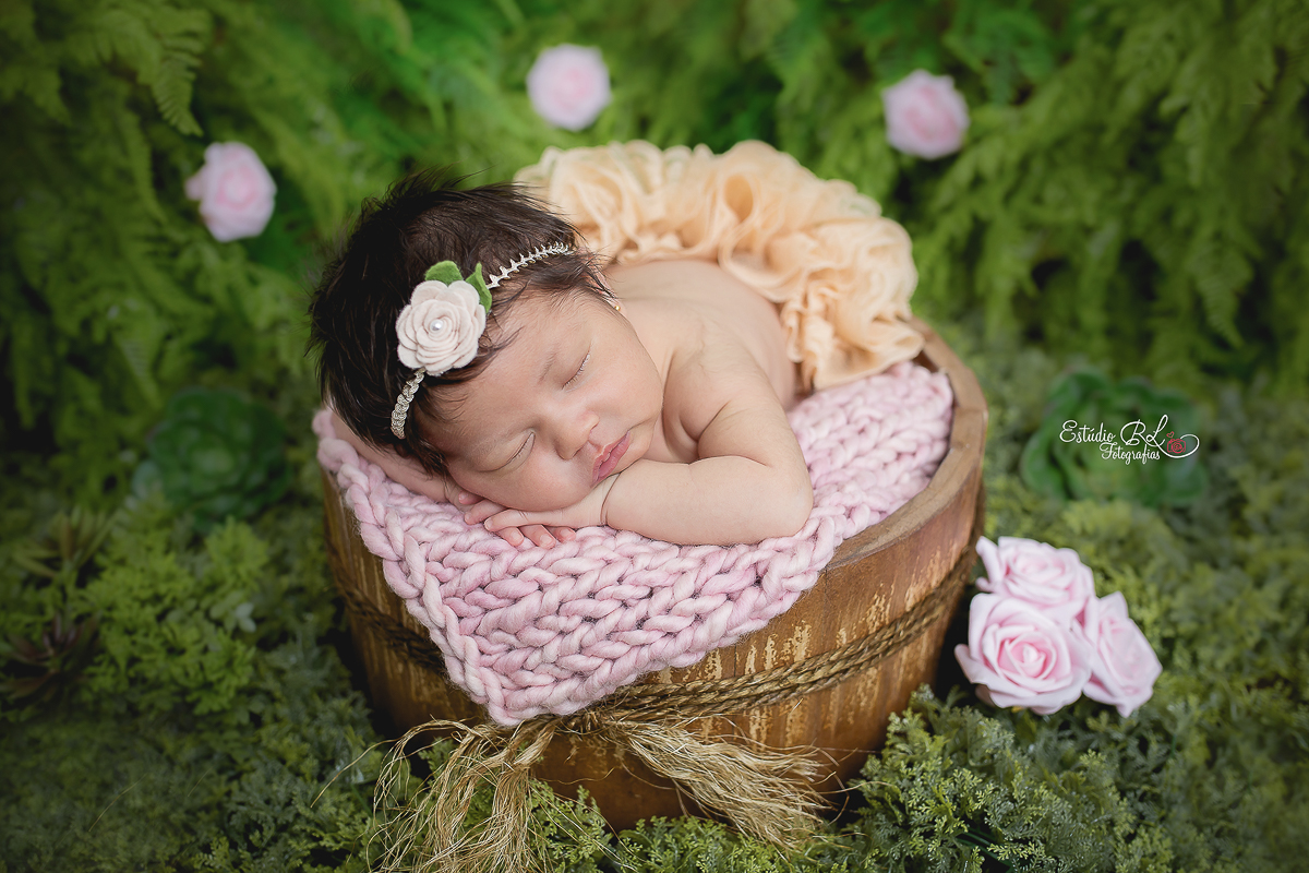 Ensaio newborn Ellis 23 dias no jardim