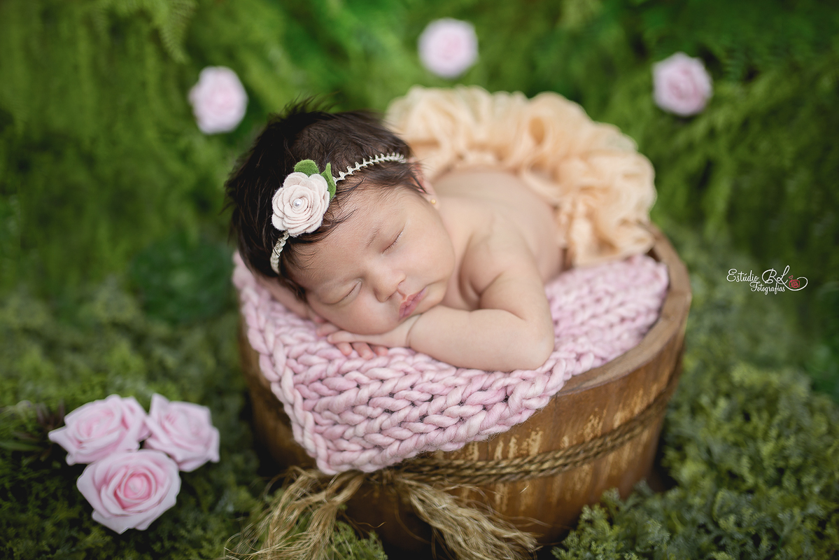 Ensaio newborn Ellis 23 dias no jardim