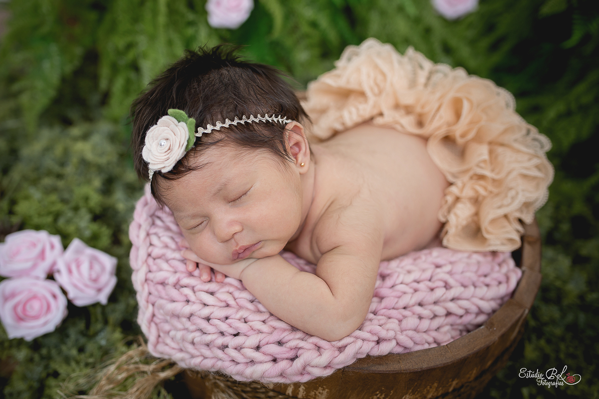 Ensaio newborn Ellis 23 dias no jardim