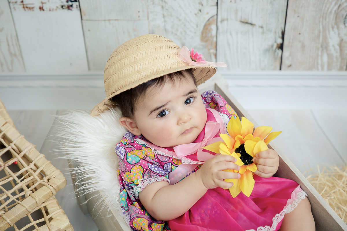 ensaio Alice Vitória 6 meses, caipirinha na festa junina