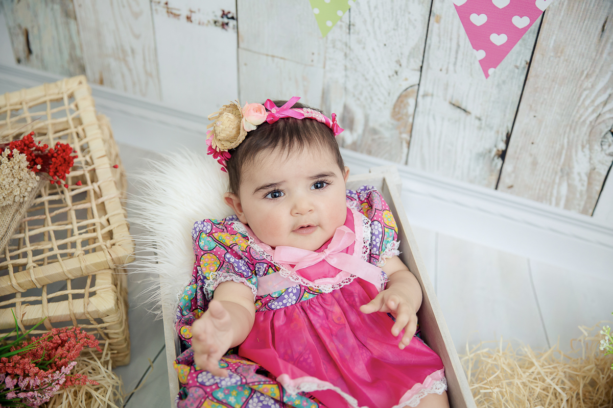 ensaio Alice Vitória 6 meses, caipirinha na festa junina