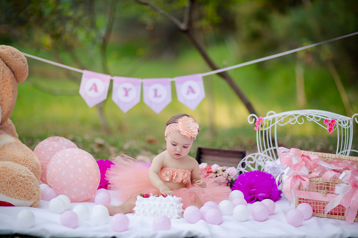 A princesinha Ayla completou seu primeiro aninho.  Então nada melhor que o ensaio Smash the Cake para comemorar.