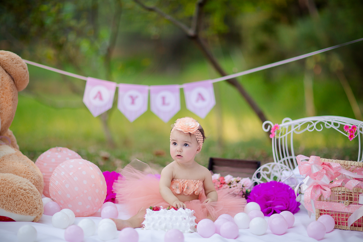 A princesinha Ayla completou seu primeiro aninho.  Então nada melhor que o ensaio Smash the Cake para comemorar.