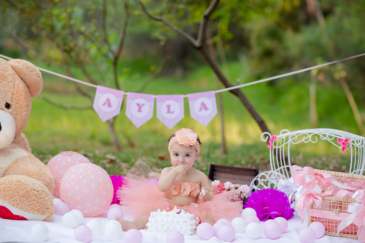 A princesinha Ayla completou seu primeiro aninho.  Então nada melhor que o ensaio Smash the Cake para comemorar.