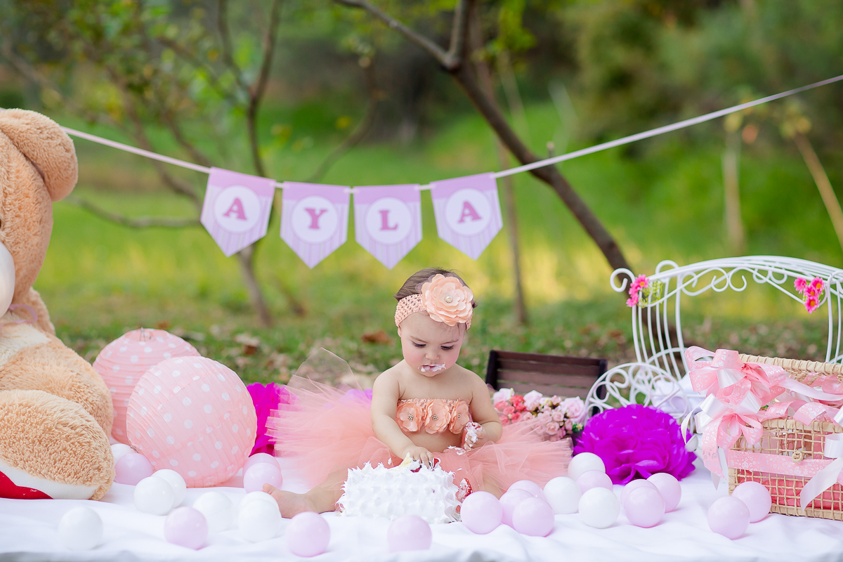 A princesinha Ayla completou seu primeiro aninho.  Então nada melhor que o ensaio Smash the Cake para comemorar.