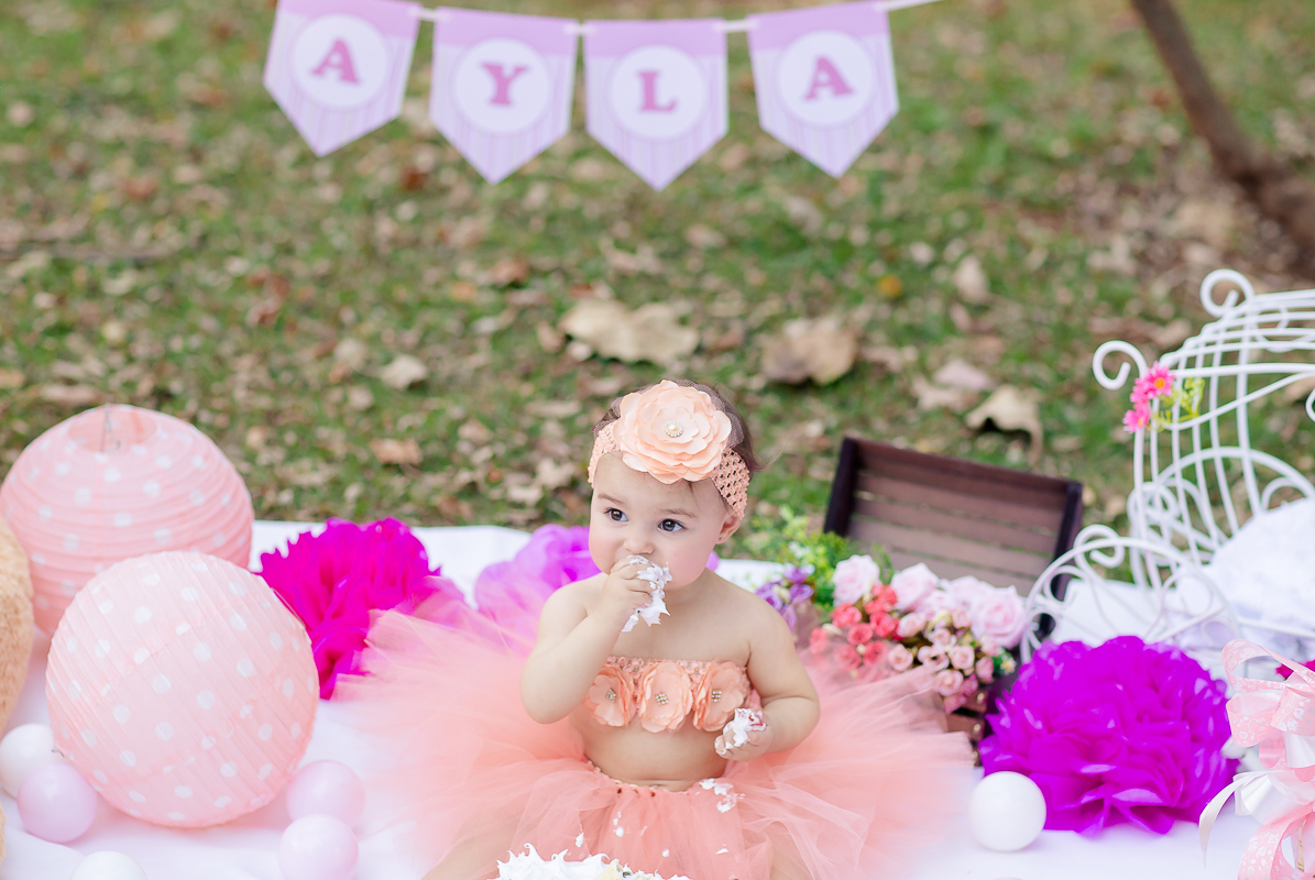A princesinha Ayla completou seu primeiro aninho.  Então nada melhor que o ensaio Smash the Cake para comemorar.
