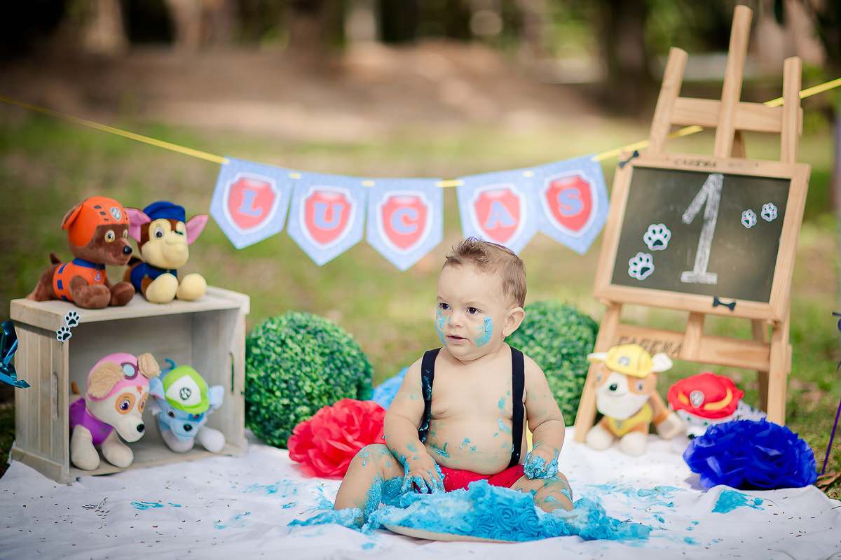 Estivemos com esse lindão desde seus primeiros dias de vida e agora chegamos a última sessão do seu acompanhamento. Fizemos um Smash com o tema patrulha canina para o pequeno se lambuzar a vontade. O Lucas sempre todo apaixonante, doce e com esse sorriso 