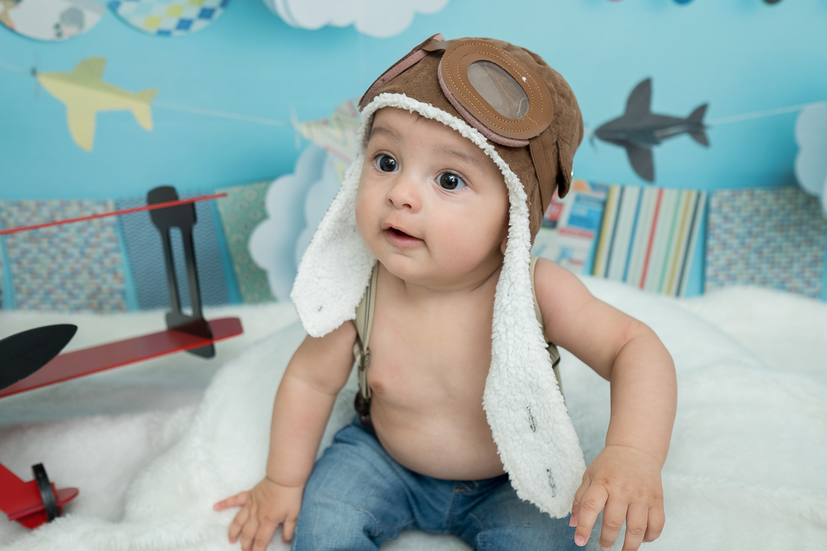 Murilo, muito fofo em sua sessão de acompanhamento de 6 meses, fez muita graça paras as fotos, caprichou nos risinhos e no charme. 