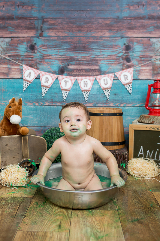 O tempo passou e o acompanhamento do Arthur chegou ao fim!

ahh como essas crianças nos encantam...Esse gordinho super fofo nos deixou babando em cada sessão! 

O tema escolhido para o ensaio smash the cake foi fazendinha!