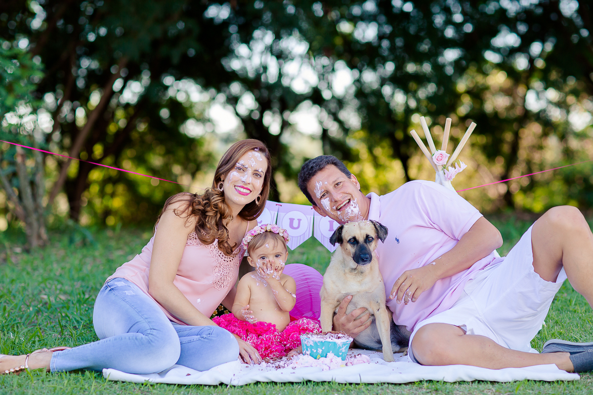 a Luiza completou seu 1º aninho, e encerramos seu acompanhamento  com um lindo smash the cake que teve a participação especial do Duque de Wellington o filhote de 4 patas ❤
A Luiza adorou se melecar, o Duque então nem se fale queria devorar o bolo