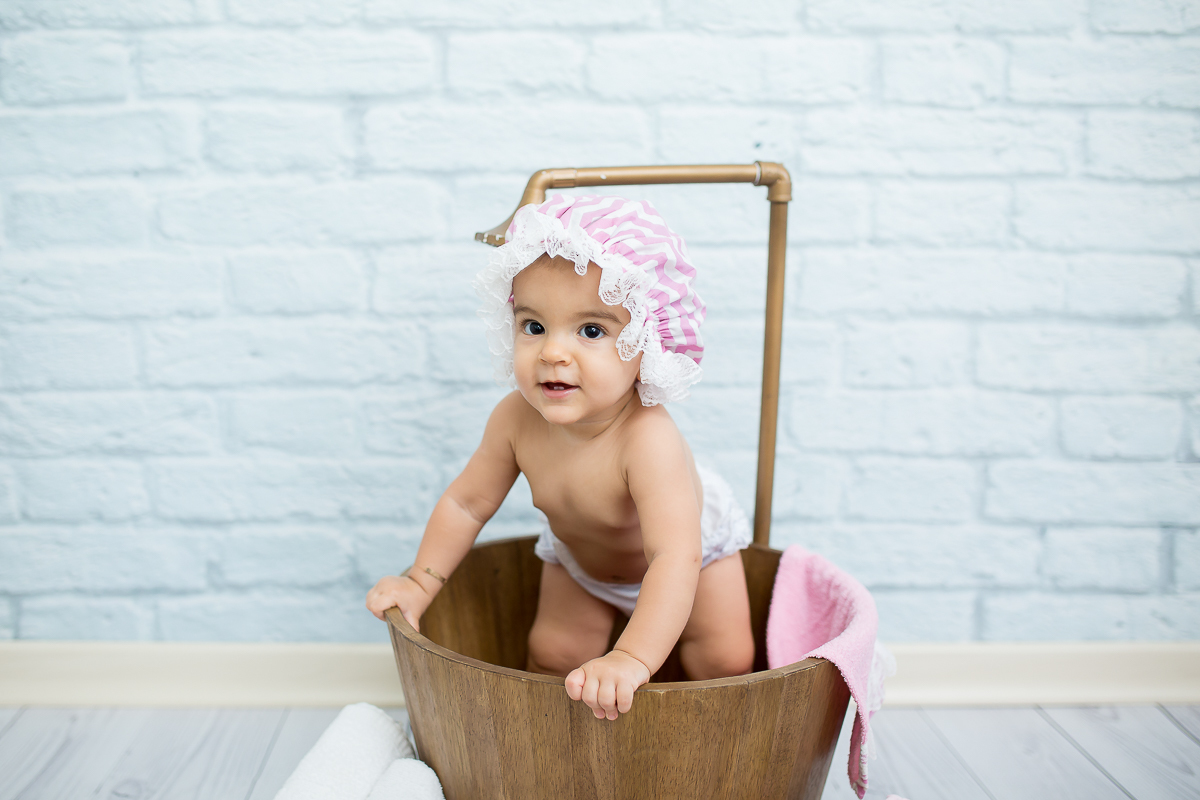 Camile 9 meses banho de princesa