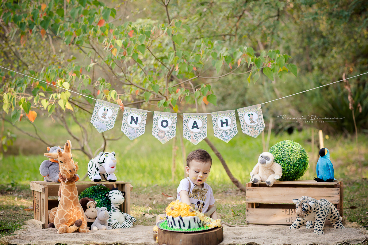 Noah adorou brincar com o bolo