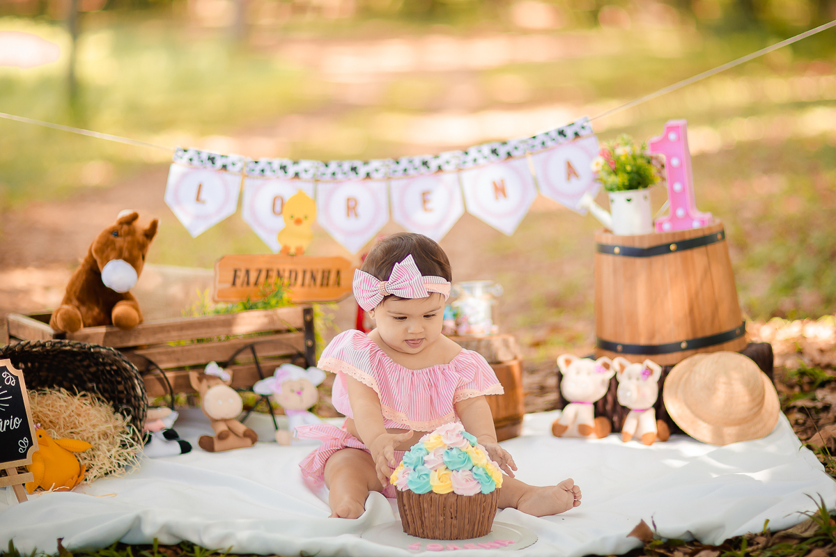 Pensem em uma bebê delicia... Essa é a Lorena!!  A Fazendinha da Lorena ficou uma fofura!!!

Ah essas crianças nos encantam, Lorena distribuiu vários sorrisos e nos deixou encantados na sua sessão de smash the cake!!