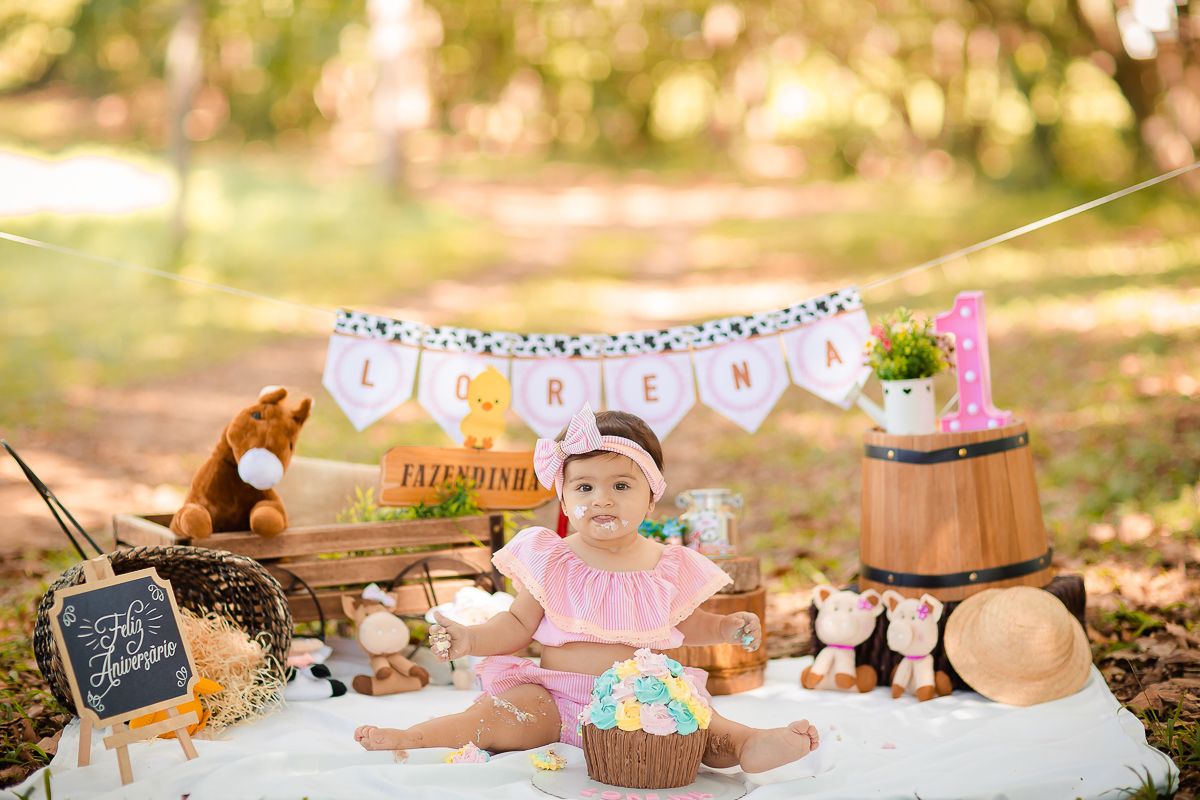 Pensem em uma bebê delicia... Essa é a Lorena!!  A Fazendinha da Lorena ficou uma fofura!!!

Ah essas crianças nos encantam, Lorena distribuiu vários sorrisos e nos deixou encantados na sua sessão de smash the cake!!
