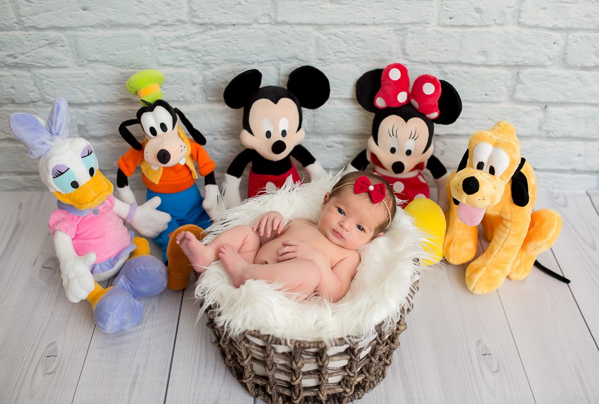 A Larissa chegou e trouxe mais fofura para esse mundão ! 
com seus 13 dias de vida teve sua sessão newborn e aproveitamos para fazer lindas fotos para guardar os seus primeiros dias de vida ♥
Teve até uma foto com os personagens da Disney 