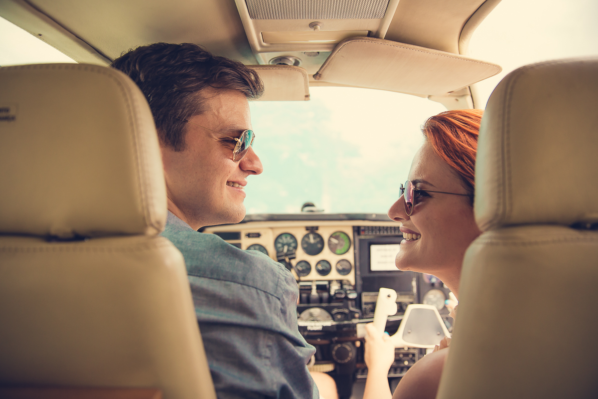 Ensaio dentro do avião